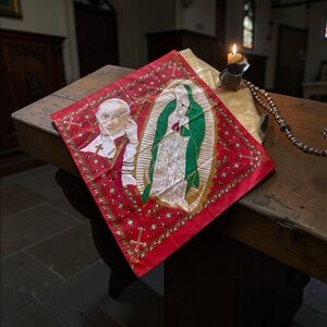John Paul II & Our Lady of Guadalupe Scarf-Wall Decor-Alter Cover